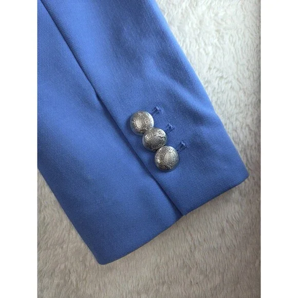 Talbots Blue Double Breasted Blazer Size 8 Silver Crest Buttons New With Tags - Picture 13 of 15